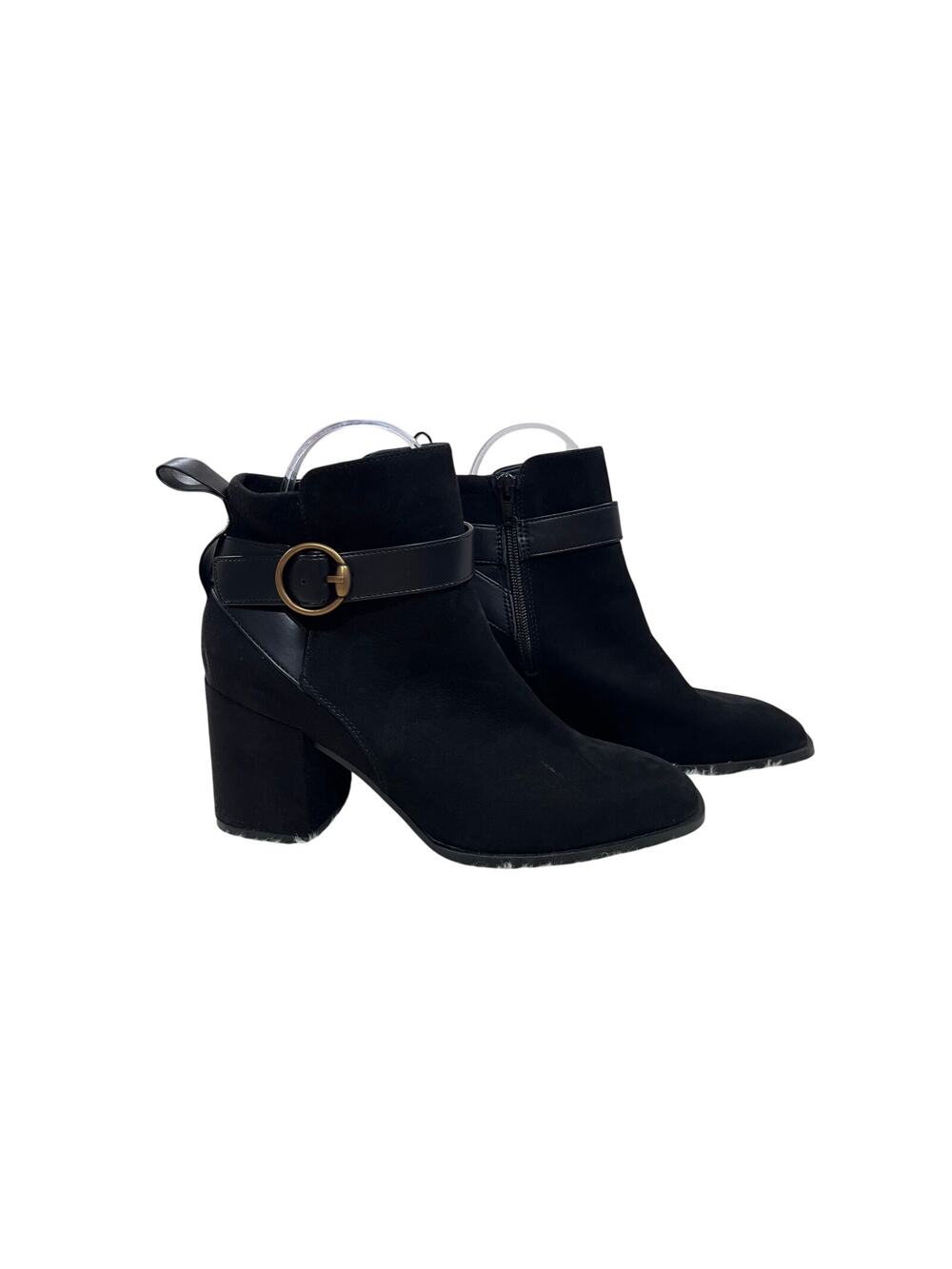 Vionic Comfort Ankle Boots Size 6.5 Block‎ Heel Buckle Orthotic Work Shoes